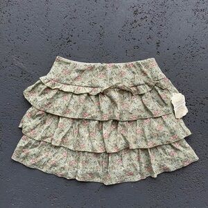 Altar'd State Desert Sage Foral Ruffled Mini Skirt NWT